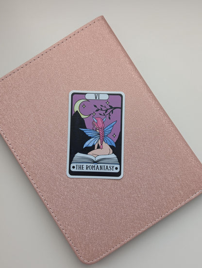 The Romantasy Tarot Card Sticker, 3" Waterproof Dishwasher Safe Smooth Matte Decals, Book Lover Reader Gift, Hand Drawn Girlie Artwork