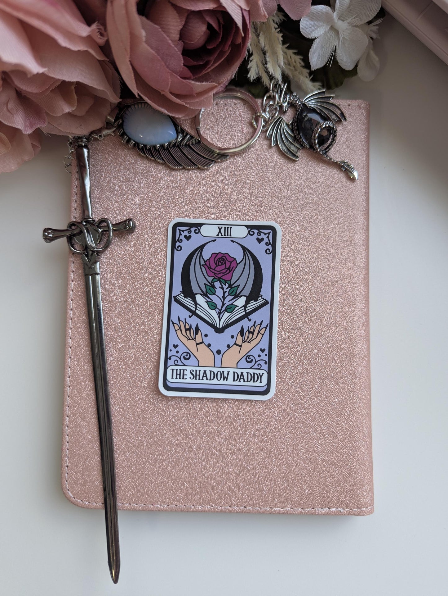Rhysand Shadow Daddy Tarot Card Sticker, 3" Waterproof Dishwasher Safe Decals, Romantasy ACOTAR Book Lover Reader Gift, Hand Drawn Artwork