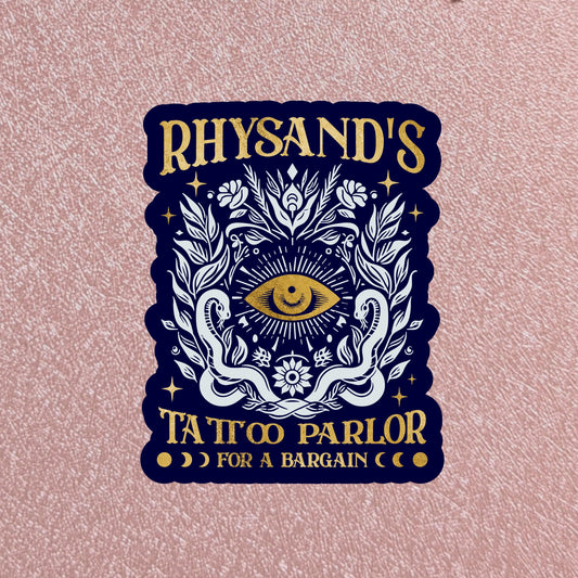 Rhysand Tattoo Parlor Sticker, Waterproof Vinyl ACOTAR Reader Decal