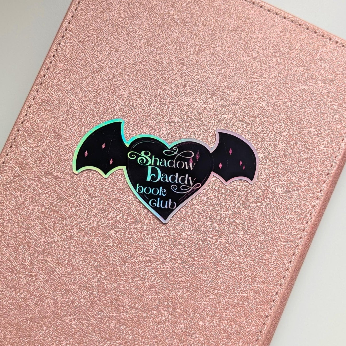 Shadow Daddy Book Club Holographic Sticker | Xaden Riorson Fourth Wing Fan Gift, Bat Wings Heart Bookish Sticker, Romantasy Kindle Laptop