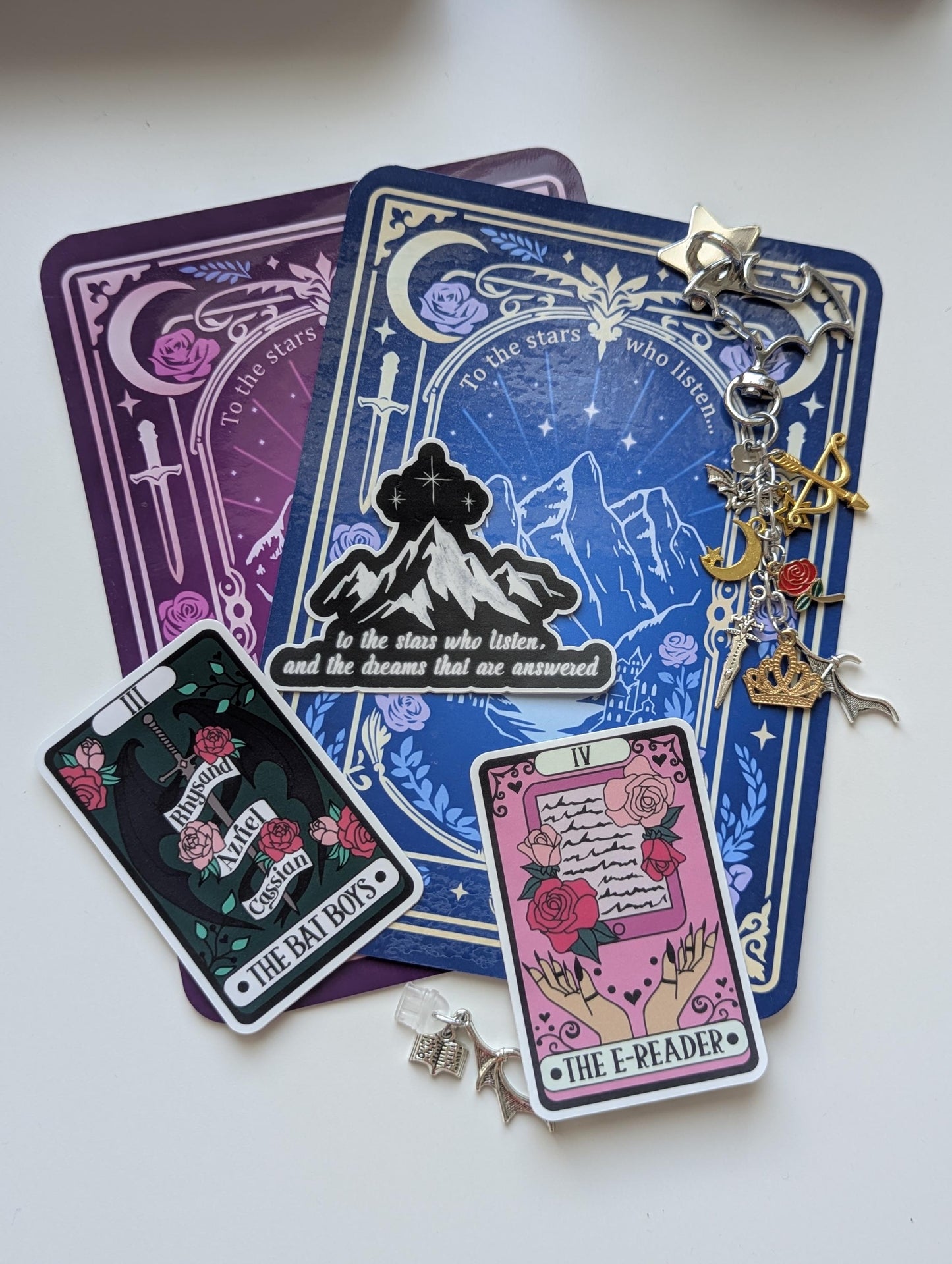 The EReader Tarot Card Sticker, 3" Waterproof Dishwasher Safe Smooth Matte Decals, Romantasy Book Lover Reader Gift, Hand Drawn Artwork