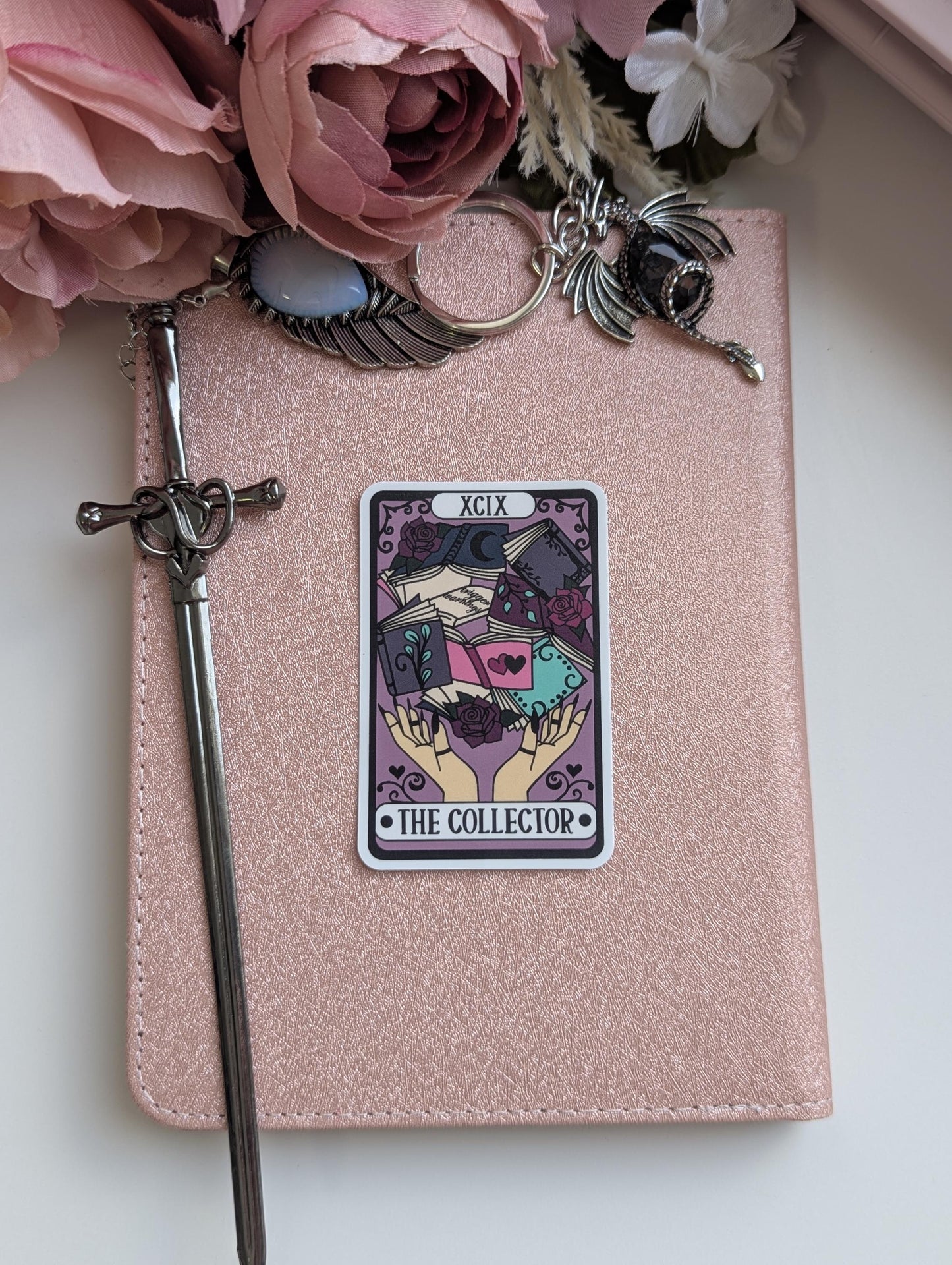 The Collector Tarot Card Sticker, 3" Waterproof Dishwasher Safe Smooth Matte Decals, Romantasy Book Lover Reader Gift, Hand Drawn Artwork