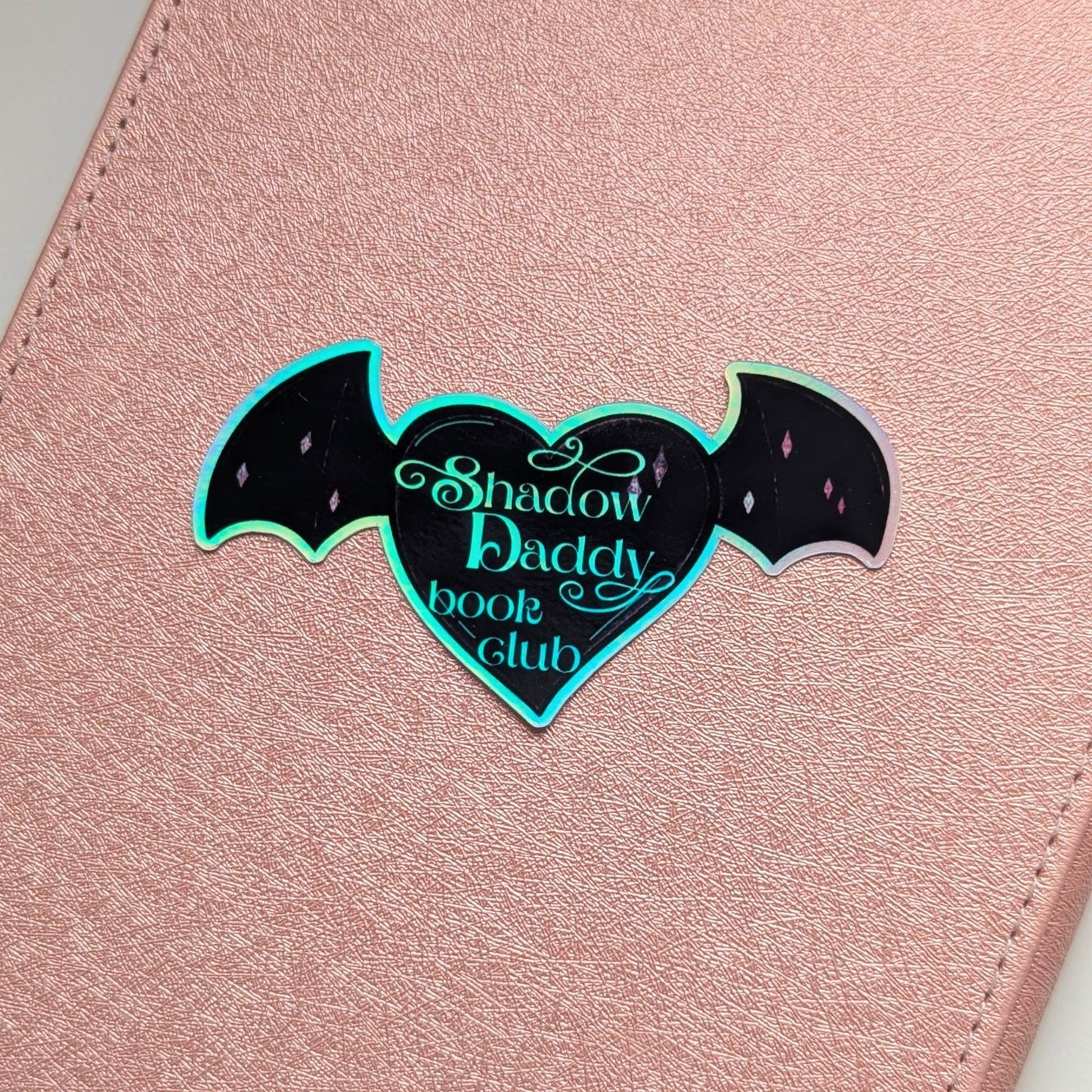 Shadow Daddy Book Club Holographic Sticker | Xaden Riorson Fourth Wing Fan Gift, Bat Wings Heart Bookish Sticker, Romantasy Kindle Laptop
