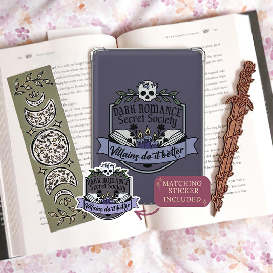 Dark Romance Secret Society Kindle Insert Bundle | Hand Drawn Fantasy Reader Gift | Handmade, Laminated