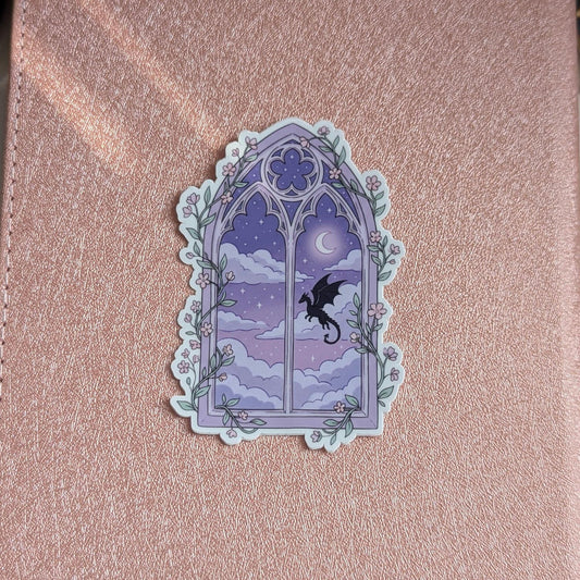 Dragon Skyline Window Arch Sticker, 3" Waterproof Dishwasher Safe
