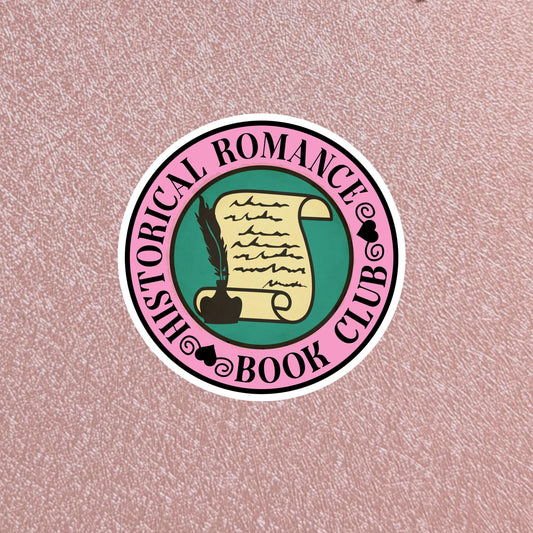 Book Club Badge Historical Romance Sticker, 3" Waterproof Dishwasher Safe