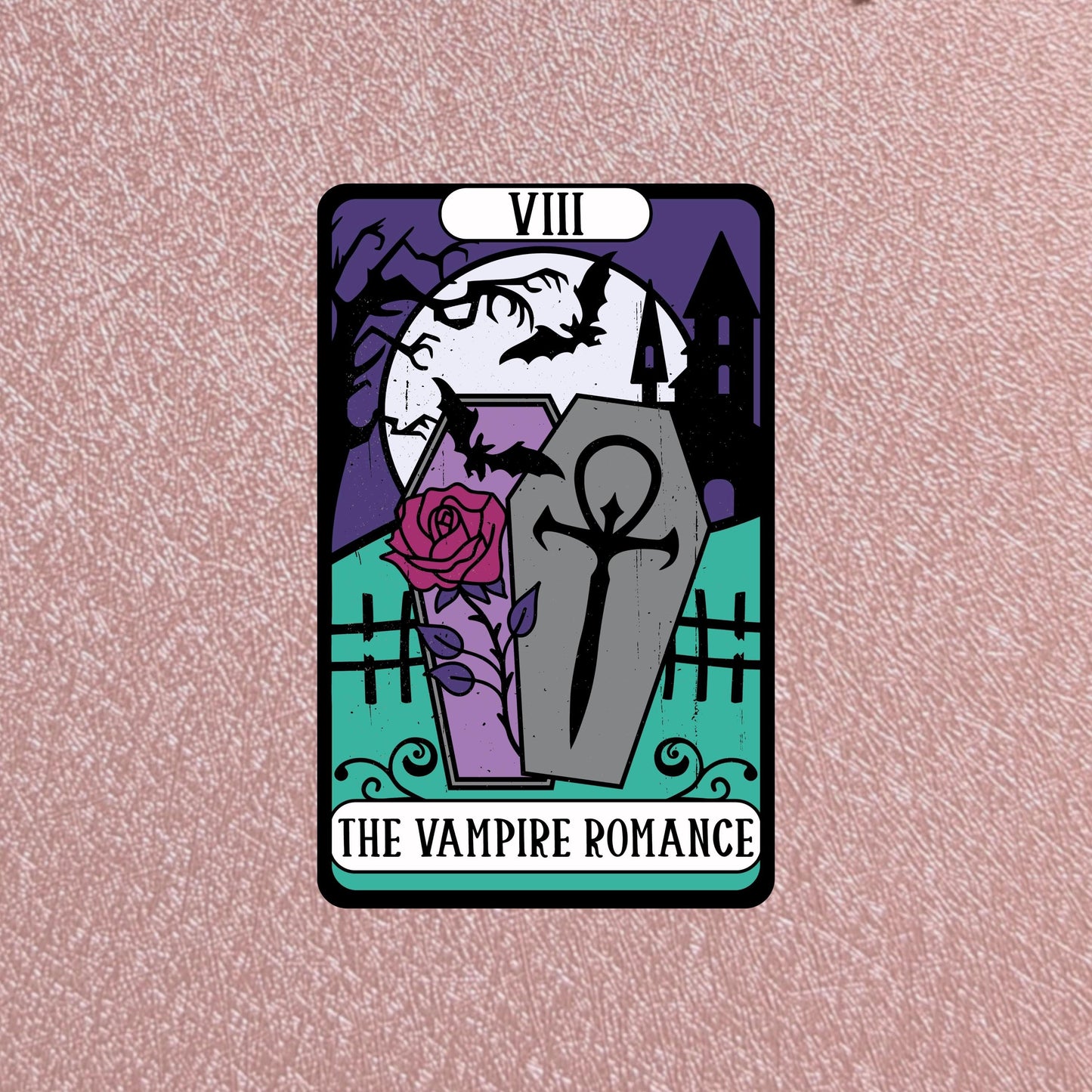 Vampire Romance Tarot Card Sticker, Hearth & Hallow Collection, 3" Waterproof Dishwasher Safe