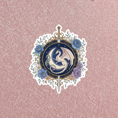 Dragon Medallion Crest Sticker, 3" Waterproof Dishwasher Safe