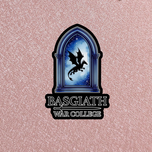 Dragon War College Window Sticker, 3" Waterproof Dishwasher Safe Smooth Matte Decals, Romantasy Book Lover Reader Gift