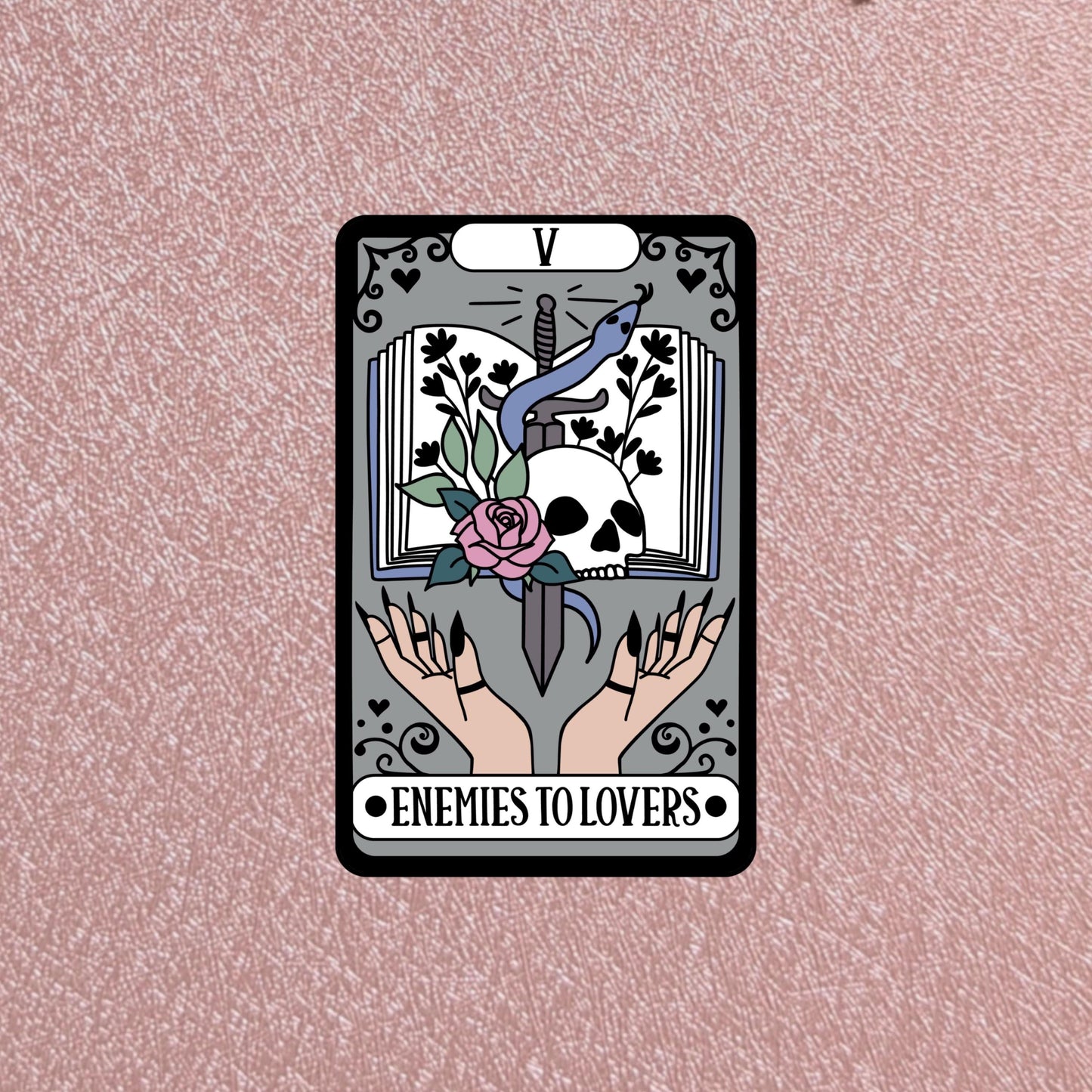Enemies Lovers Tarot Card Waterproof Sticker | 3” Smooth Matte Dishwasher Safe Decals, Bookish Trope, Dark Academia Reader