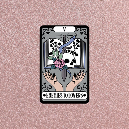 Enemies Lovers Tarot Card Waterproof Sticker | 3” Smooth Matte Dishwasher Safe Decals, Bookish Trope, Dark Academia Reader