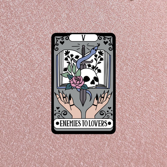 Enemies Lovers Tarot Card Waterproof Sticker | 3” Smooth Matte Dishwasher Safe Decals, Bookish Trope, Dark Academia Reader