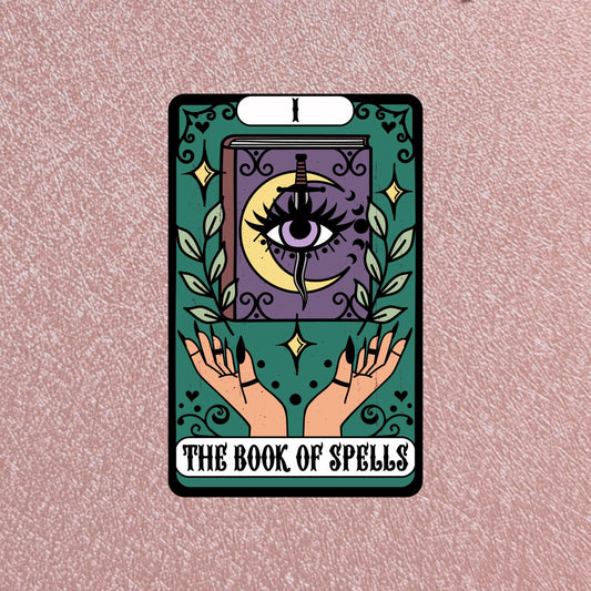 Book of Spells Tarot Card Sticker, Hearth & Hallow Collection, 3" Waterproof Dishwasher Safe