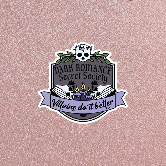 Dark Romance Secret Society Badge Sticker, 3" Waterproof Dishwasher Safe