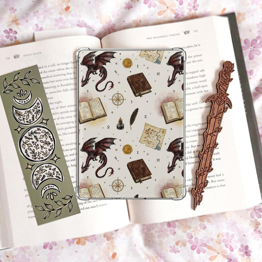 Spellbooks & Dragon Kindle Handmade Insert Bundle | Night Court Reader Gift, Laminated Photo Paper