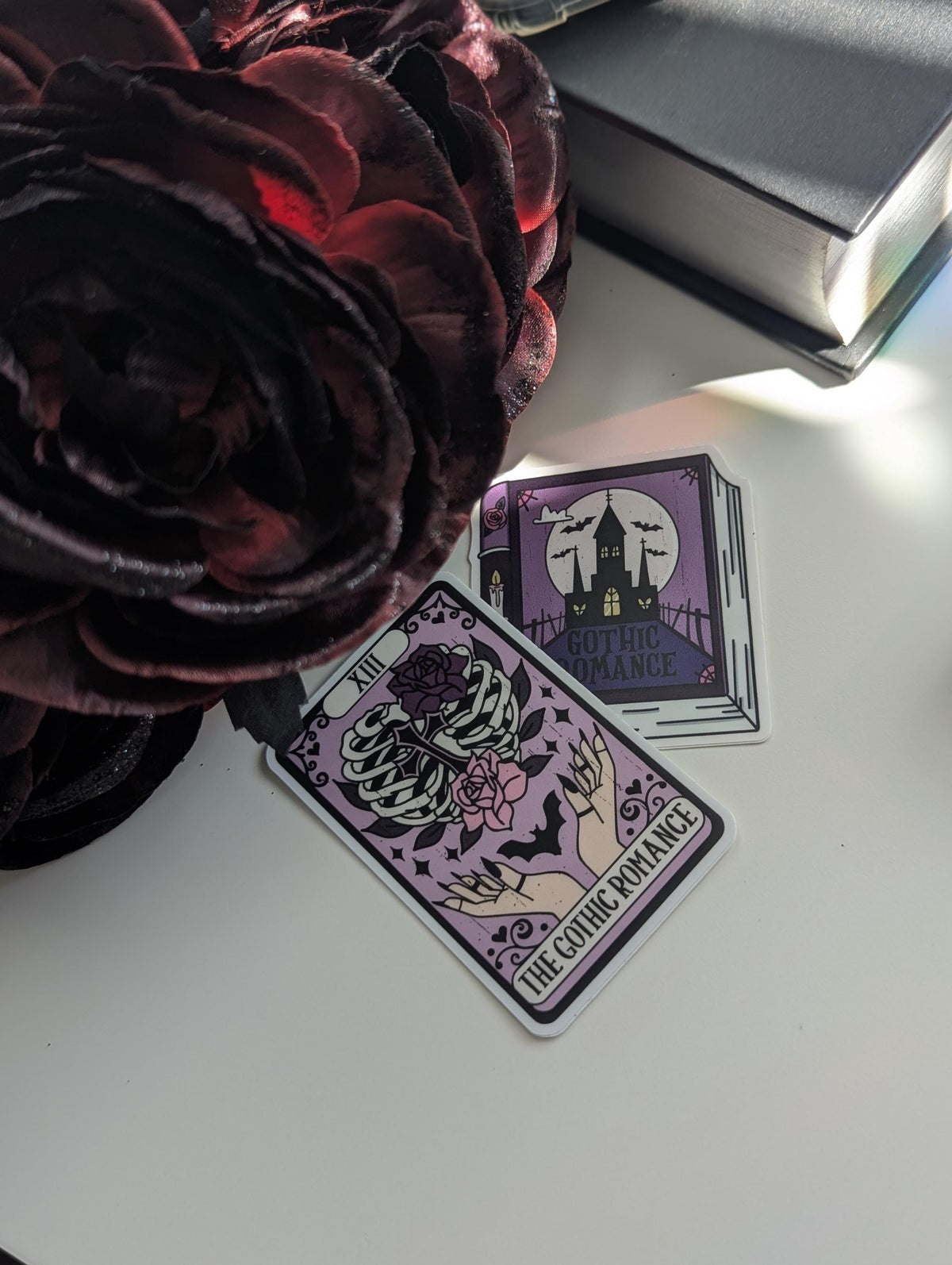 Gothic Romance Stickers Duo Set | 3" Waterproof, Dishwasher Safe, Bookish Decals