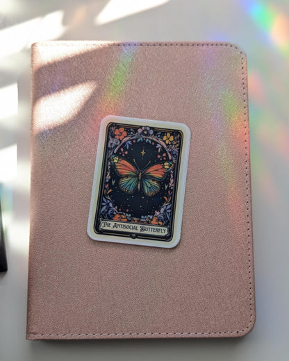 The Antisocial Butterfly Tarot Card Waterproof Sticker | 3” Dishwasher Safe, Smooth Matte Decal