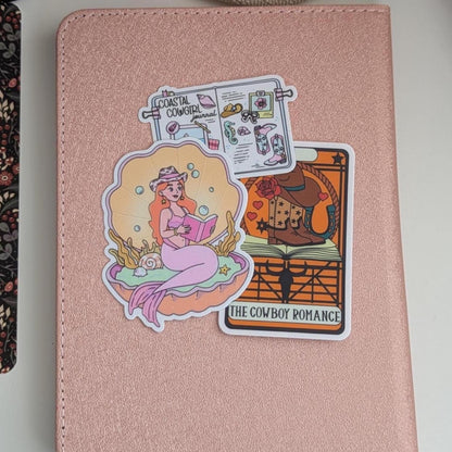Bookish Cowgirl, Cowboy Romance 3 Sticker Pack | 3” Waterproof Dishwasher Safe Smooth Matte Decals, Romantasy Book Lover