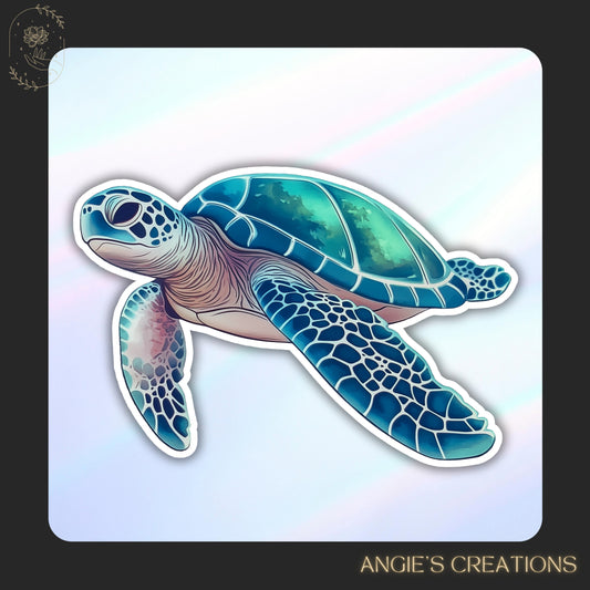 Calming Ocean Sea Turtle Vinyl Sticker or Magnet