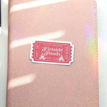 Fireside Reads Book Club Ticket Sticker | 2.5” Waterproof