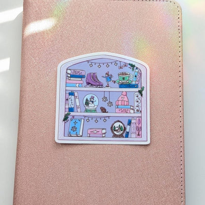Cozy Winter Bookshelf Sticker | 3” Waterproof