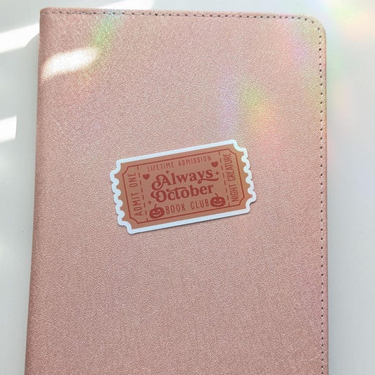 Autocollant pour billet du club de lecture Always October | 6,35 cm, imperméable